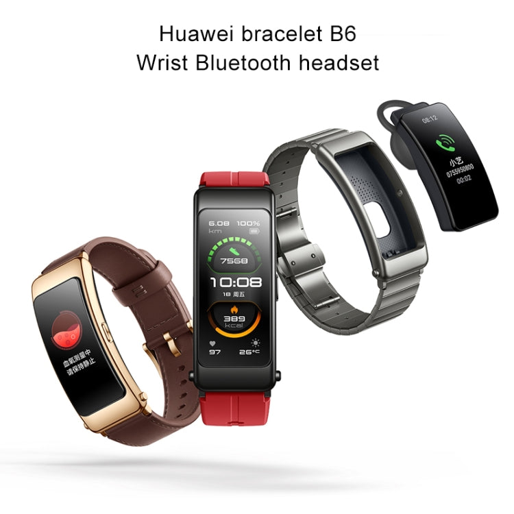 Original Huawei Band B6 FDS-B19 1.53 inch AMOLED Screen IP57 Waterproof Smart Bluetooth Earphone Wristband Bracelet, Sport Version, Support Heart Rate Monitor / Information Reminder / Sleep Monitor (Coral Red) - Wearable Devices by Huawei | Online Shopping UK | buy2fix