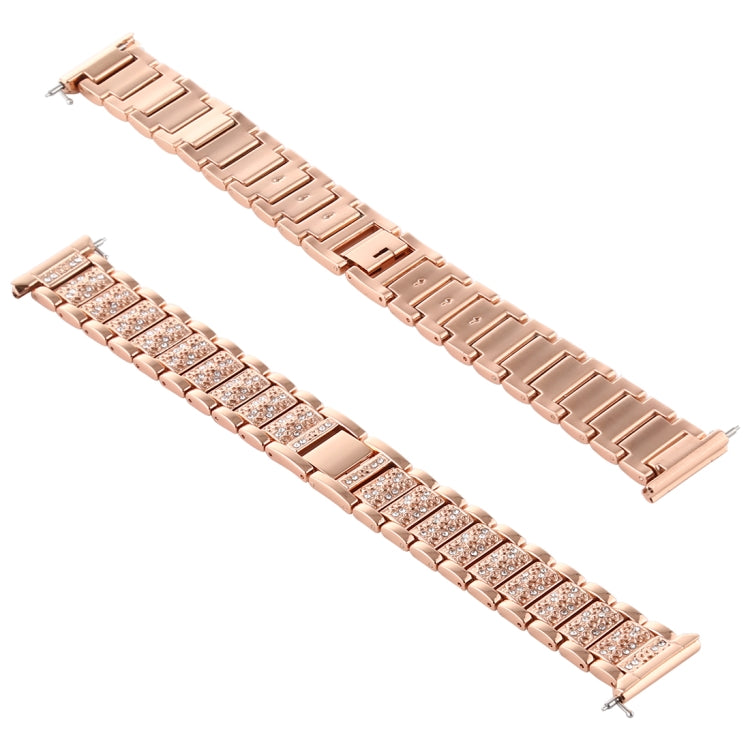 For Fitbit Versa Diamond-studded Stainless Steel  Watch Band(Rose Gold) - Watch Bands by buy2fix | Online Shopping UK | buy2fix