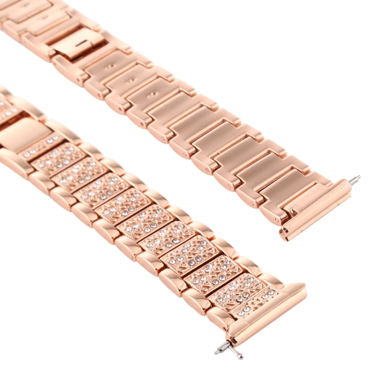 For Fitbit Versa Diamond-studded Stainless Steel  Watch Band(Rose Gold) - Watch Bands by buy2fix | Online Shopping UK | buy2fix