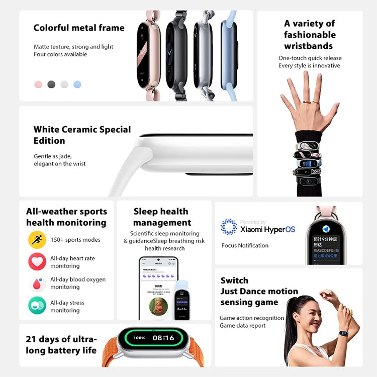 Original Xiaomi Smart Band 9 1.62 inch AMOLED Screen 5ATM Waterproof Smart Watch, Support Blood Oxygen / Heart Rate Monitor (Silver) - Wearable Devices by Xiaomi | Online Shopping UK | buy2fix