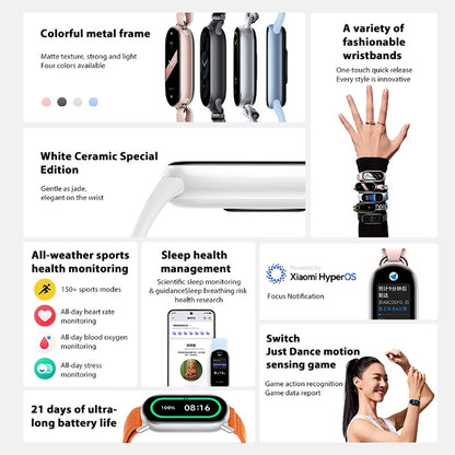 Original Xiaomi Smart Band 9 1.62 inch AMOLED Screen 5ATM Waterproof Smart Watch, Support Blood Oxygen / Heart Rate Monitor (Silver) - Wearable Devices by Xiaomi | Online Shopping UK | buy2fix