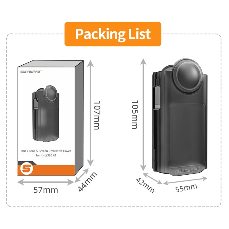 For Insta360 X4 Sunnylife Integrated Lens Screen Protective Cover (Transparent Black) - Case & Bags by Sunnylife | Online Shopping UK | buy2fix