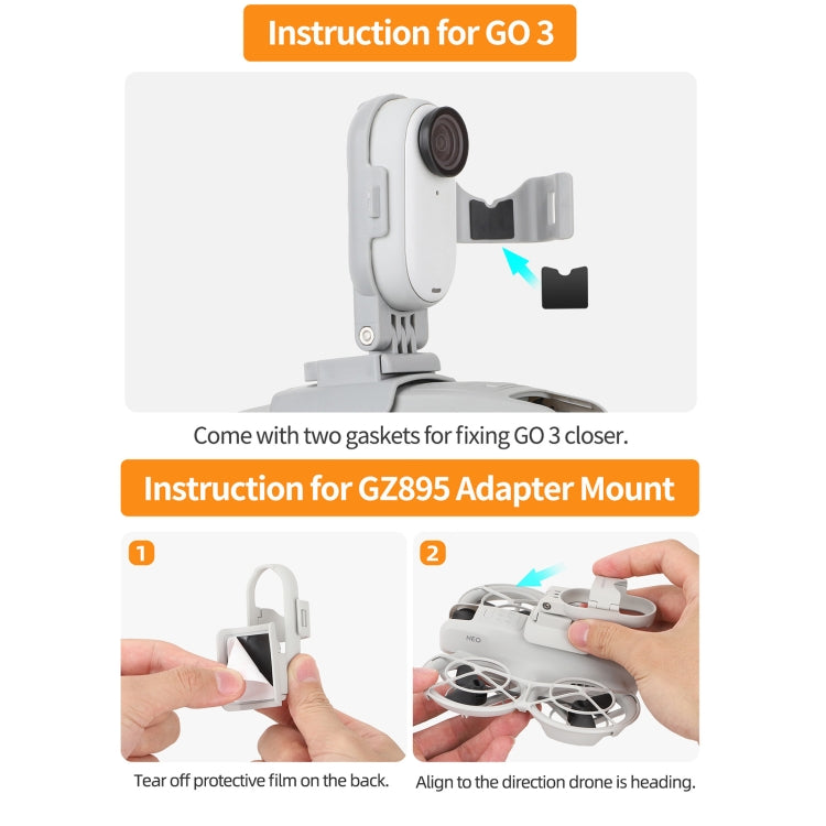 For DJI Neo / Insta360 GO 3S / GO 3 Sunnylife Drone Expansion Mount Action Camera Holder Adapter (Grey) - Mount & Holder by Sunnylife | Online Shopping UK | buy2fix