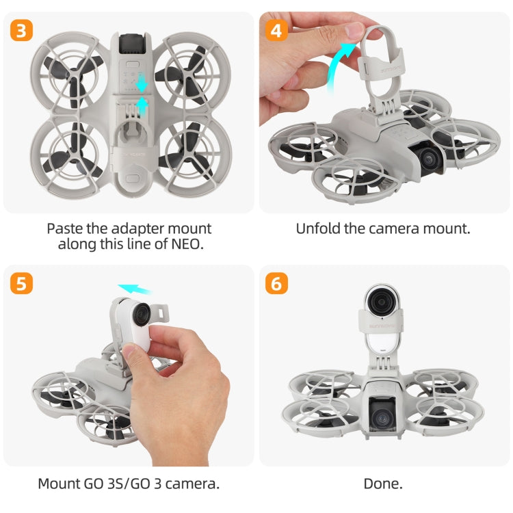 For DJI Neo / Insta360 GO 3S / GO 3 Sunnylife Drone Expansion Mount Action Camera Holder Adapter (Grey) - Mount & Holder by Sunnylife | Online Shopping UK | buy2fix