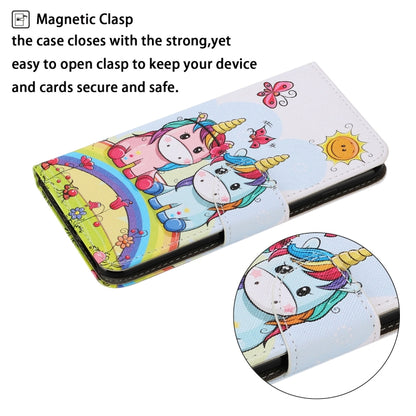 For Huawei P Smart 2021 / Y7a Coloured Drawing Pattern Horizontal Flip PU Leather Case with Holder & Card Slots & Wallet & Lanyard(Couple Unicorn) - Huawei Cases by idewei | Online Shopping UK | buy2fix