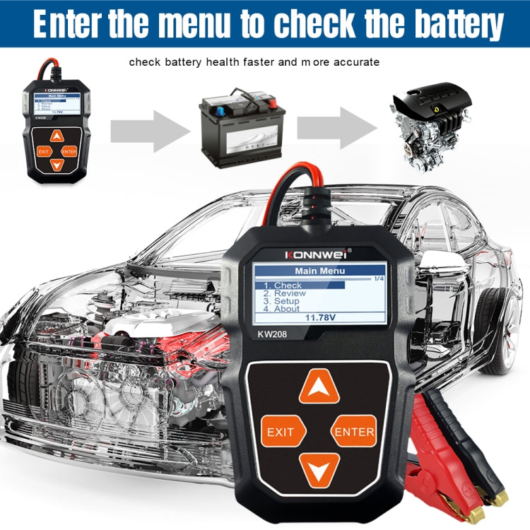 KONNWEI KW208 Car TFT Color Screen Battery Tester Support 8 Languages - Code Readers & Scan Tools by KONNWEI | Online Shopping UK | buy2fix