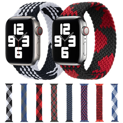 Plastic Buckle Mixed Color Nylon Braided Single Loop Watch Band For Apple Watch Ultra 49mm&Watch Ultra 2 49mm / Series 9&8&7 45mm / SE 3&SE 2&6&SE&5&4 44mm / 3&2&1 42mm, Size:S(Checkered Red Black) - Watch Bands by buy2fix | Online Shopping UK | buy2fix