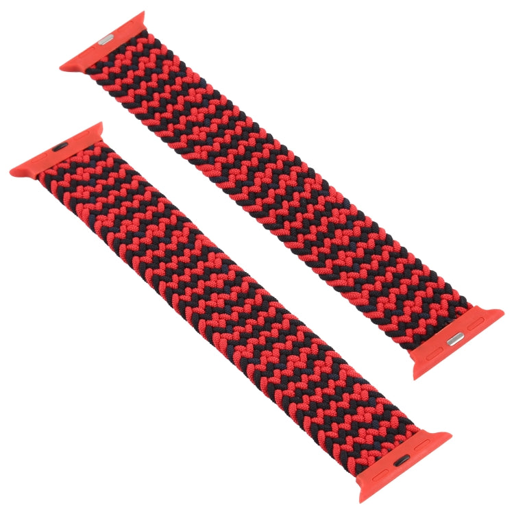 Plastic Buckle Mixed Color Nylon Braided Single Loop Watch Band For Apple Watch Ultra 49mm&Watch Ultra 2 49mm / Series 9&8&7 45mm / SE 3&SE 2&6&SE&5&4 44mm / 3&2&1 42mm, Size:XXL(Ripple Black Red) - Watch Bands by buy2fix | Online Shopping UK | buy2fix