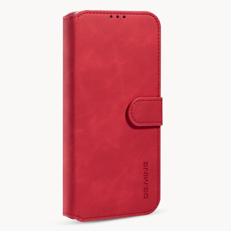 For iPhone 12 Pro Max DG.MING Retro Oil Side Horizontal Flip Case with Holder & Card Slots & Wallet(Red) - iPhone 12 Pro Max Cases by DG.MING | Online Shopping UK | buy2fix