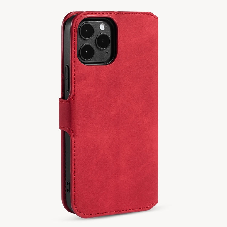 For iPhone 12 Pro Max DG.MING Retro Oil Side Horizontal Flip Case with Holder & Card Slots & Wallet(Red) - iPhone 12 Pro Max Cases by DG.MING | Online Shopping UK | buy2fix