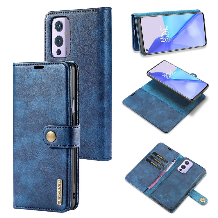 For OnePlus 9 DG.MING Crazy Horse Texture Flip Detachable Magnetic Leather Case with Holder & Card Slots & Wallet(Blue) - OnePlus Cases by DG.MING | Online Shopping UK | buy2fix