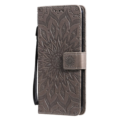 For OPPO Realme C20 / C21 Sun Embossing Pattern Horizontal Flip Leather Case with Card Slot & Holder & Wallet & Lanyard(Grey) - Realme Cases by buy2fix | Online Shopping UK | buy2fix