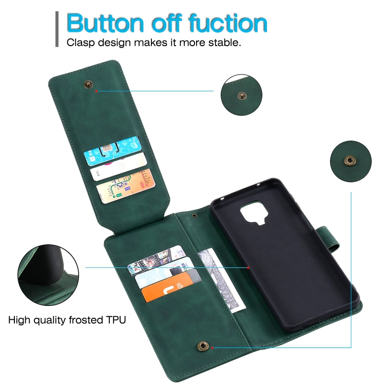 For Xiaomi Redmi Note 9 Pro/Note 9S Skin Feel Business Horizontal Flip PU Leather Case with Holder & Multi-Card Slots & Wallet & Lanyard & Photo Frame(Green) - Xiaomi Cases by buy2fix | Online Shopping UK | buy2fix