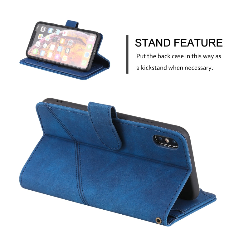 For iPhone XS Max Skin Feel Business Horizontal Flip PU Leather Case with Holder & Multi-Card Slots & Wallet & Lanyard & Photo Frame(Blue) - More iPhone Cases by buy2fix | Online Shopping UK | buy2fix