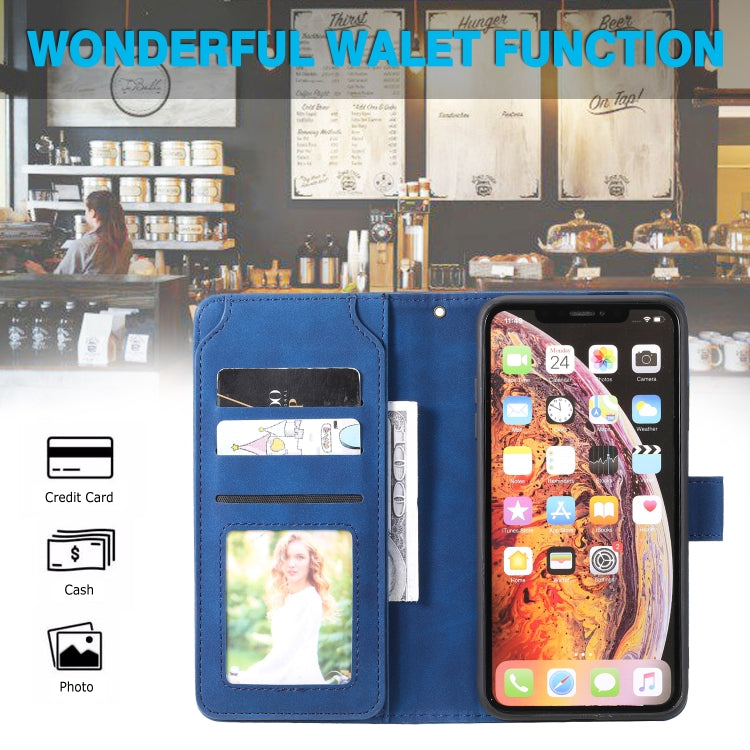 For iPhone XS Max Skin Feel Business Horizontal Flip PU Leather Case with Holder & Multi-Card Slots & Wallet & Lanyard & Photo Frame(Blue) - More iPhone Cases by buy2fix | Online Shopping UK | buy2fix