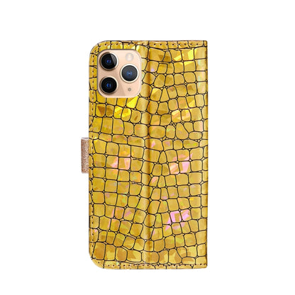 For iPhone 13 Pro Laser Glitter Powder Matching Crocodile Texture Horizontal Flip Leather Case with Card Slots & Holder & Wallet (Gold) - iPhone 13 Pro Cases by buy2fix | Online Shopping UK | buy2fix