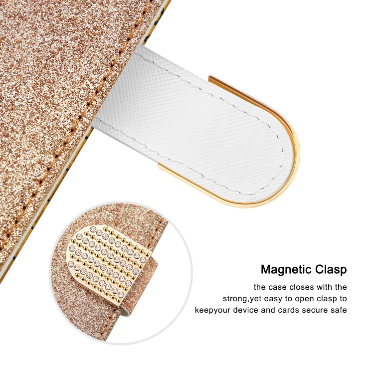 For iPhone 13 Pro Laser Glitter Powder Matching Crocodile Texture Horizontal Flip Leather Case with Card Slots & Holder & Wallet (Gold) - iPhone 13 Pro Cases by buy2fix | Online Shopping UK | buy2fix