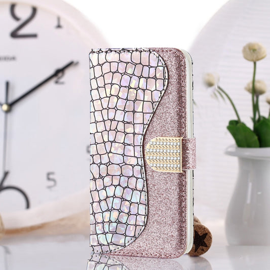 For iPhone 13 Pro Laser Glitter Powder Matching Crocodile Texture Horizontal Flip Leather Case with Card Slots & Holder & Wallet (Silver) - iPhone 13 Pro Cases by buy2fix | Online Shopping UK | buy2fix