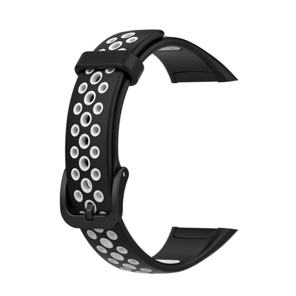 For Huawei Band 6 / Honor Band 6 Universal Two-color Breathable Silicone Watch Band(Black White) - Watch Bands by buy2fix | Online Shopping UK | buy2fix