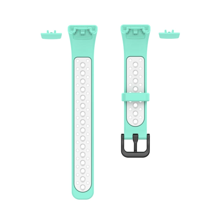 For Huawei Band 6 / Honor Band 6 Universal Two-color Breathable Silicone Watch Band(Green White) - Watch Bands by buy2fix | Online Shopping UK | buy2fix