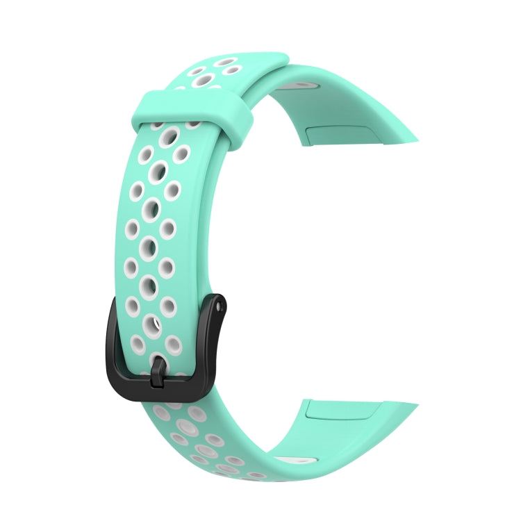 For Huawei Band 6 / Honor Band 6 Universal Two-color Breathable Silicone Watch Band(Green White) - Watch Bands by buy2fix | Online Shopping UK | buy2fix