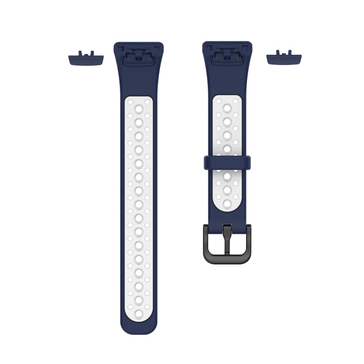 For Huawei Band 6 / Honor Band 6 Universal Two-color Breathable Silicone Watch Band(Midnight Blue White) - Watch Bands by buy2fix | Online Shopping UK | buy2fix