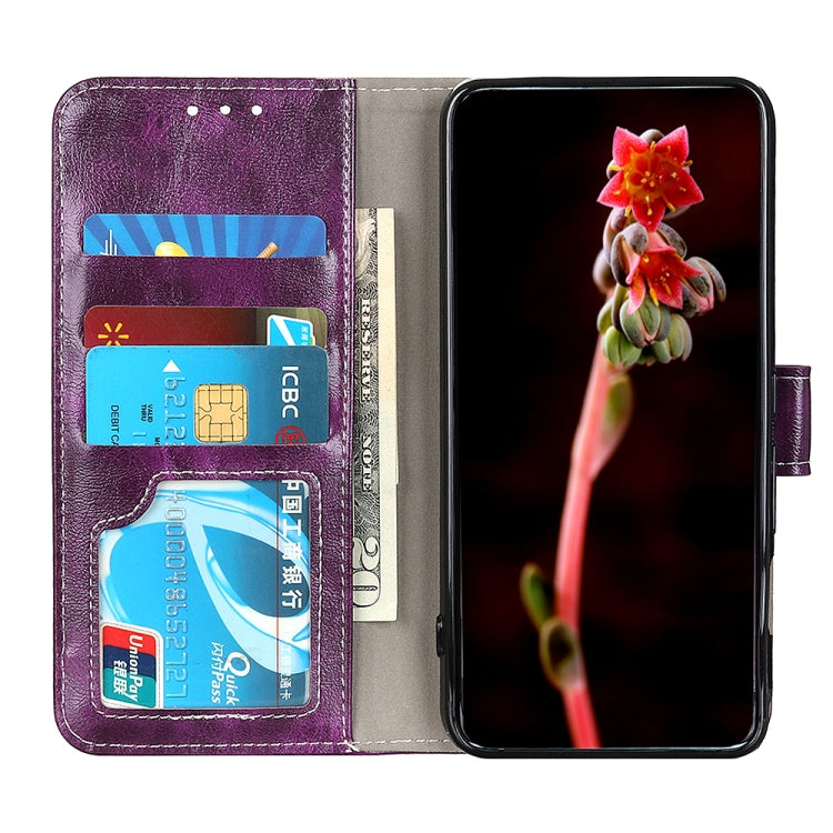 For OnePlus Nord 2 5G Retro Crazy Horse Texture Horizontal Flip Leather Case with Holder & Card Slots & Photo Frame & Wallet(Purple) - OnePlus Cases by buy2fix | Online Shopping UK | buy2fix