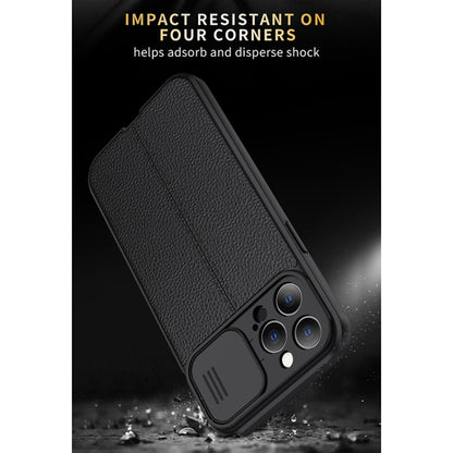 For iPhone 12 Litchi Texture Sliding Camshield TPU Protective Case(Black) - iPhone 12 / 12 Pro Cases by buy2fix | Online Shopping UK | buy2fix