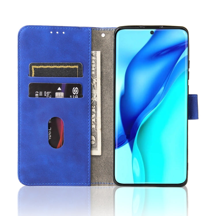 For Huawei P50 Pro Solid Color Skin Feel Magnetic Buckle Horizontal Flip Calf Texture PU Leather Case with Holder & Card Slots & Wallet(Blue) - Huawei Cases by buy2fix | Online Shopping UK | buy2fix