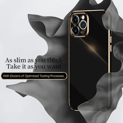 For iPhone 12 Pro Max XINLI Straight 6D Plating Gold Edge TPU Shockproof Case(Black) - iPhone 12 Pro Max Cases by XINLI | Online Shopping UK | buy2fix