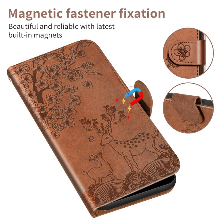 For Google Pixel 4a Sika Deer Embossing Pattern Horizontal Flip PU Leather Case with Holder & Card Slot & Wallet & Photo Frame(Brown) - Google Cases by buy2fix | Online Shopping UK | buy2fix