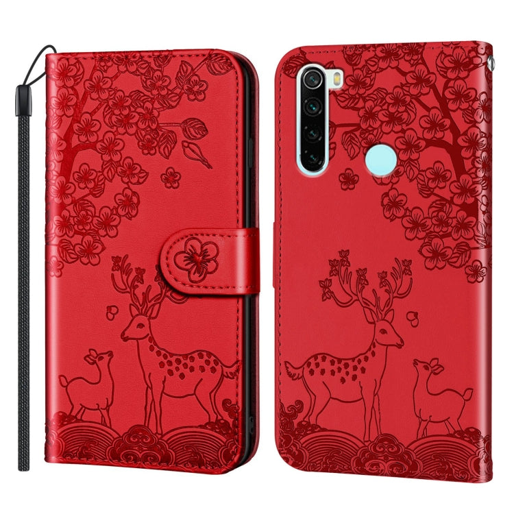 For Xiaomi Redmi Note 8 Sika Deer Embossing Pattern Horizontal Flip PU Leather Case with Holder & Card Slot & Wallet & Photo Frame(Red) - Xiaomi Cases by buy2fix | Online Shopping UK | buy2fix