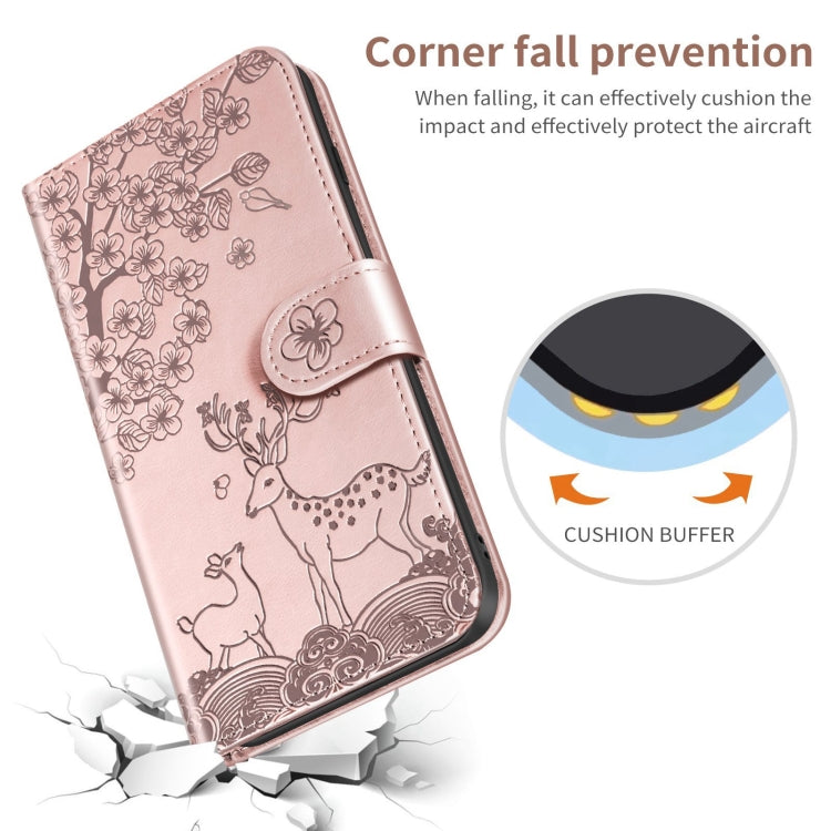 For Xiaomi Redmi Note 9T Sika Deer Embossing Pattern Horizontal Flip PU Leather Case with Holder & Card Slot & Wallet & Photo Frame(Rose Gold) - Xiaomi Cases by buy2fix | Online Shopping UK | buy2fix