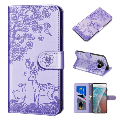 For Xiaomi Redmi Note 9T Sika Deer Embossing Pattern Horizontal Flip PU Leather Case with Holder & Card Slot & Wallet & Photo Frame(Purple) - Xiaomi Cases by buy2fix | Online Shopping UK | buy2fix