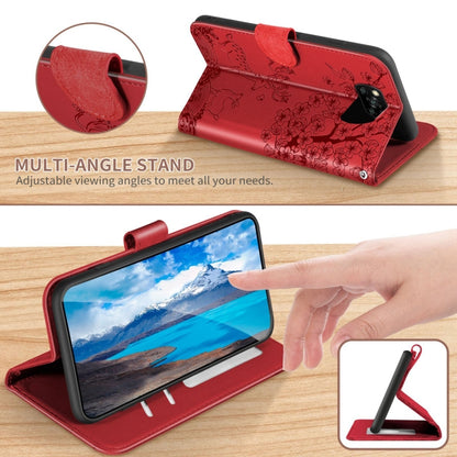 For Xiaomi Poco X3 Sika Deer Embossing Pattern Horizontal Flip PU Leather Case with Holder & Card Slot & Wallet & Photo Frame(Red) - Xiaomi Cases by buy2fix | Online Shopping UK | buy2fix