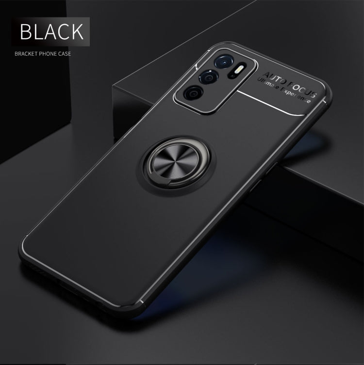 For OPPO A16 Metal Ring Holder 360 Degree Rotating TPU Case(Black) - OPPO Cases by buy2fix | Online Shopping UK | buy2fix