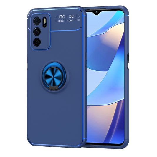 For OPPO A16 Metal Ring Holder 360 Degree Rotating TPU Case(Blue) - OPPO Cases by buy2fix | Online Shopping UK | buy2fix