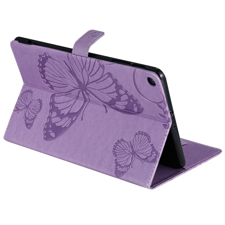 For Galaxy Tab A 10.1 (2019) Pressed Printing Butterfly Pattern Horizontal Flip PU Leather Case with Holder & Card Slots & Wallet & Pen Slot(Purple) - Tab A 10.1 (2019) T510 / T515 by buy2fix | Online Shopping UK | buy2fix