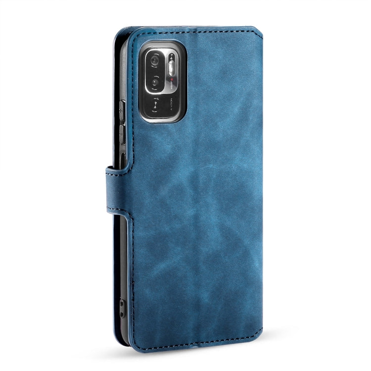 For Xiaomi Redmi Note 10 5G DG.MING Retro Oil Side Horizontal Flip Leather Case with Holder & Card Slots & Wallet(Blue) - Xiaomi Cases by DG.MING | Online Shopping UK | buy2fix