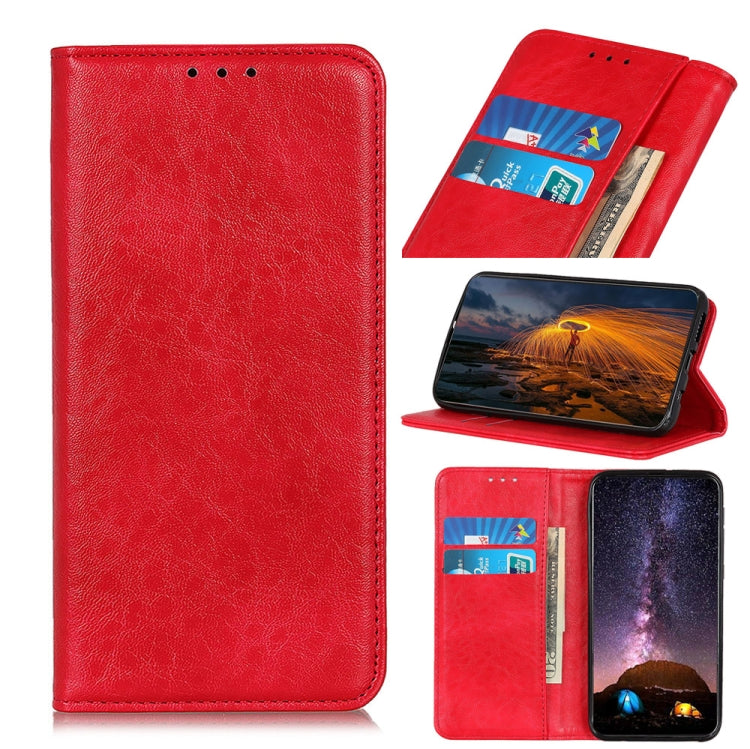 For OPPO A16 Magnetic Crazy Horse Texture Horizontal Flip Leather Case with Holder & Card Slots & Wallet(Red) - OPPO Cases by buy2fix | Online Shopping UK | buy2fix