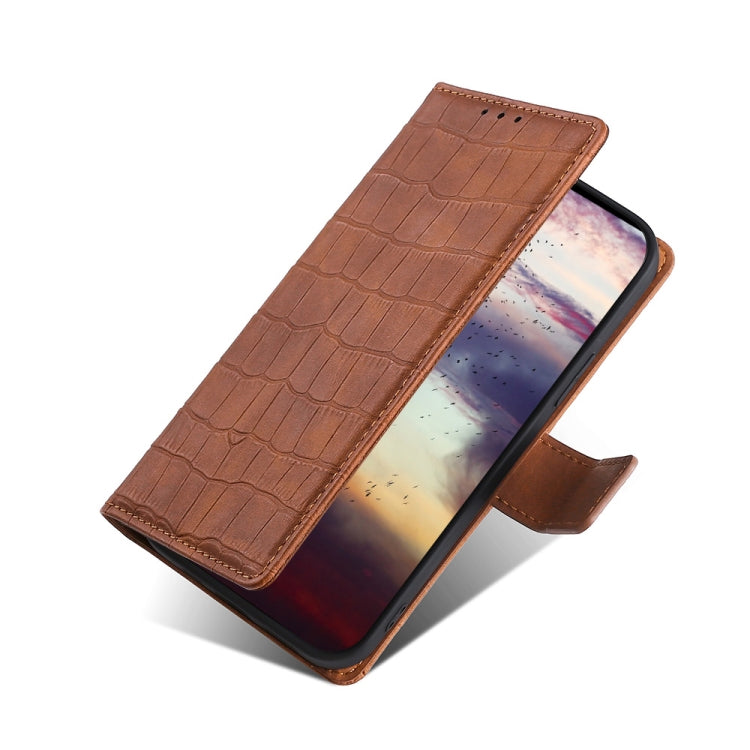 For Huawei P20 Lite 2019 Skin Feel Crocodile Texture Magnetic Clasp Horizontal Flip PU Leather Case with Holder & Card Slots & Wallet(Brown) - Huawei Cases by buy2fix | Online Shopping UK | buy2fix