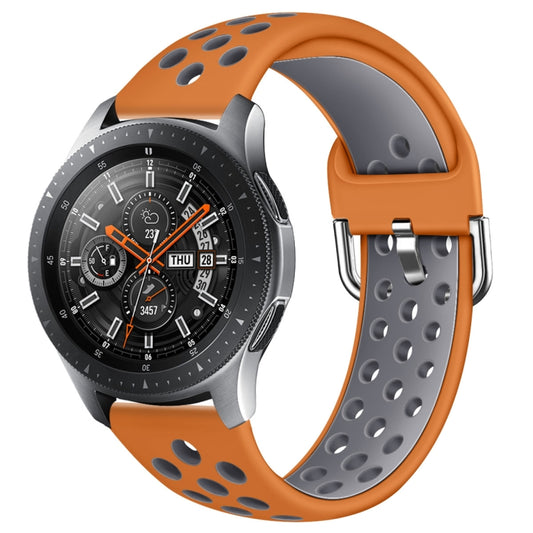 For Galaxy Watch 46 / S3 / Huawei Watch GT 1 / 2 22mm Smart Watch Silicone Double Color Watch Band, Size:L(Orange Grey) - Watch Bands by buy2fix | Online Shopping UK | buy2fix