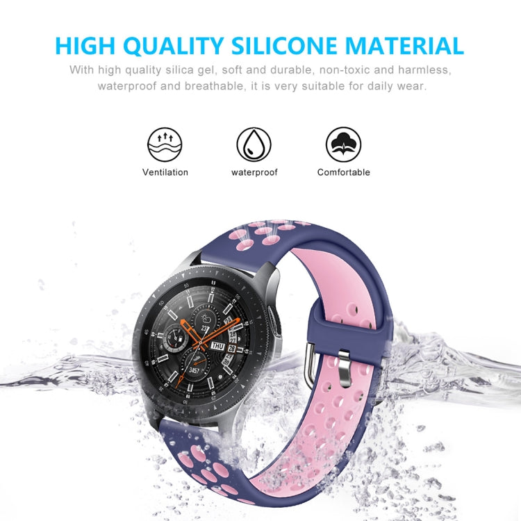 For Galaxy Watch 46 / S3 / Huawei Watch GT 1 / 2 22mm Smart Watch Silicone Double Color Watch Band, Size:L(White Black) - Watch Bands by buy2fix | Online Shopping UK | buy2fix