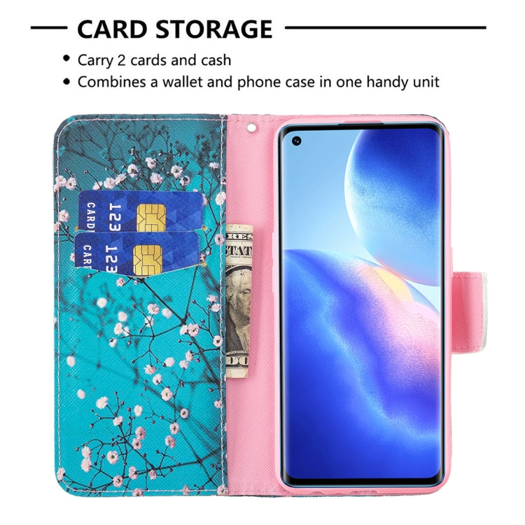 For OPPO Reno5 Colored Drawing Pattern Horizontal Flip Leather Case with Holder & Card Slots & Wallet(Plum Blossom) - OPPO Cases by buy2fix | Online Shopping UK | buy2fix