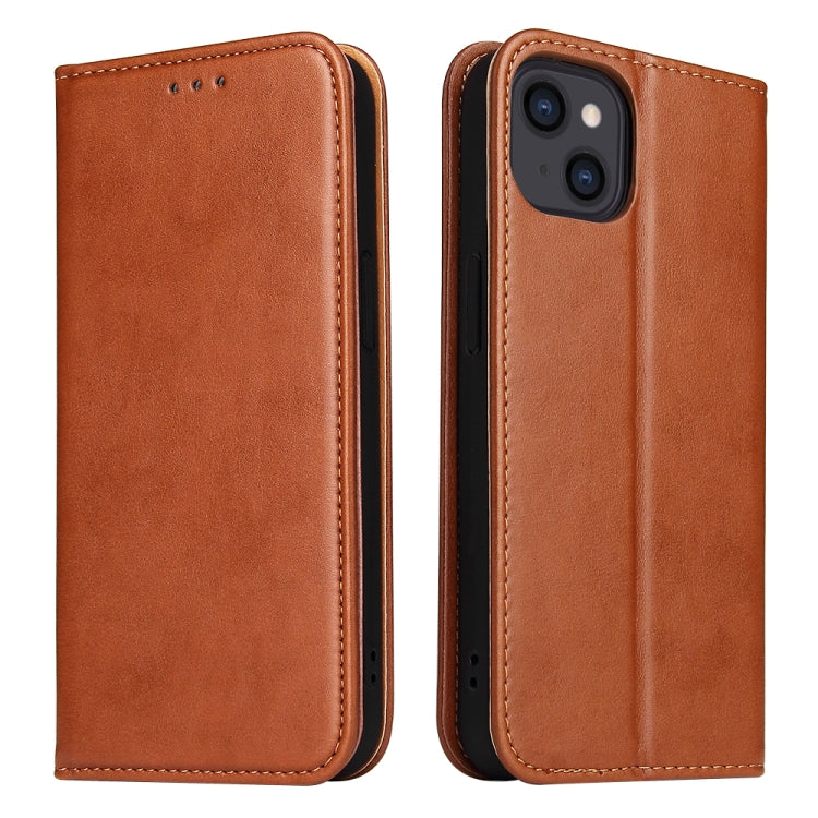 For iPhone 13 mini Fierre Shann PU Leather Texture Horizontal Flip Leather Case with Holder & Card Slots & Wallet (Brown) - iPhone 13 mini Cases by FIERRE SHANN | Online Shopping UK | buy2fix