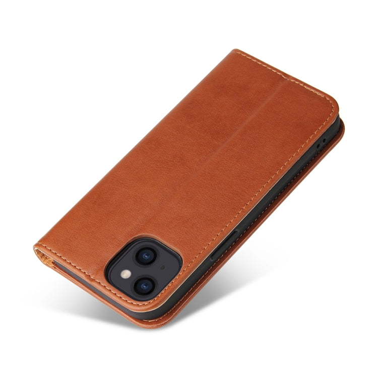 For iPhone 13 mini Fierre Shann PU Leather Texture Horizontal Flip Leather Case with Holder & Card Slots & Wallet (Brown) - iPhone 13 mini Cases by FIERRE SHANN | Online Shopping UK | buy2fix