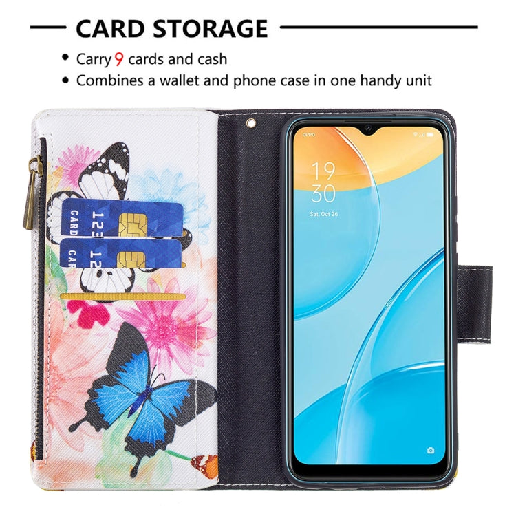 For OPPO A15 Colored Drawing Pattern Zipper Horizontal Flip Leather Case with Holder & Card Slots & Wallet(Two Butterflies) - OPPO Cases by buy2fix | Online Shopping UK | buy2fix