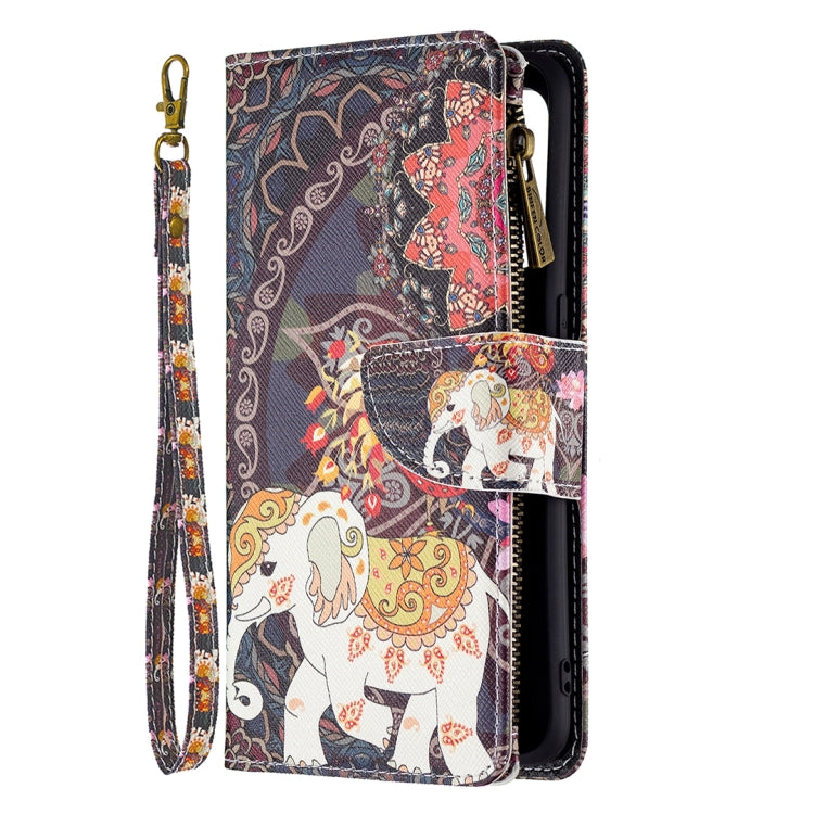 For OPPO Reno5 5G Colored Drawing Pattern Zipper Horizontal Flip Leather Case with Holder & Card Slots & Wallet(Flower Elephants) - OPPO Cases by buy2fix | Online Shopping UK | buy2fix