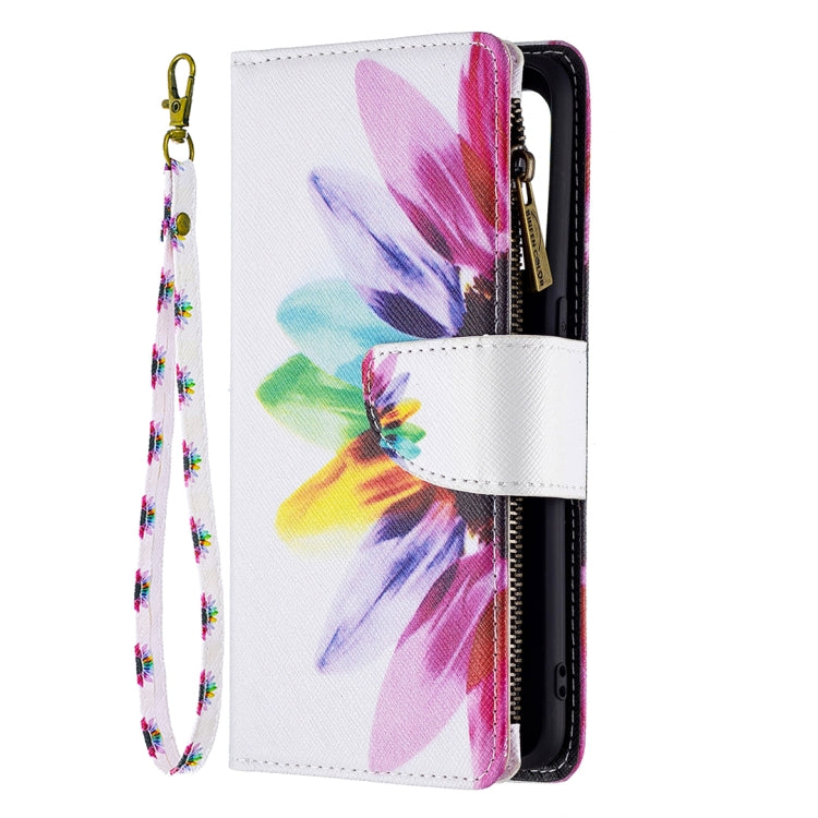 For OPPO Reno5 5G Colored Drawing Pattern Zipper Horizontal Flip Leather Case with Holder & Card Slots & Wallet(Sun Flower) - OPPO Cases by buy2fix | Online Shopping UK | buy2fix