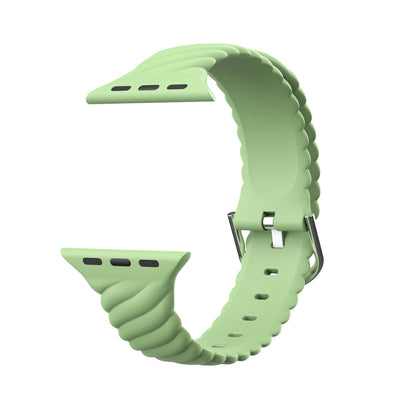 Solid Color Twist Silicone Watch Band For Apple Watch Ultra 49mm&Watch Ultra 2 49mm / Series 9&8&7 45mm / SE 3&SE 2&6&SE&5&4 44mm / 3&2&1 42mm(Yellow Green) - Watch Bands by buy2fix | Online Shopping UK | buy2fix